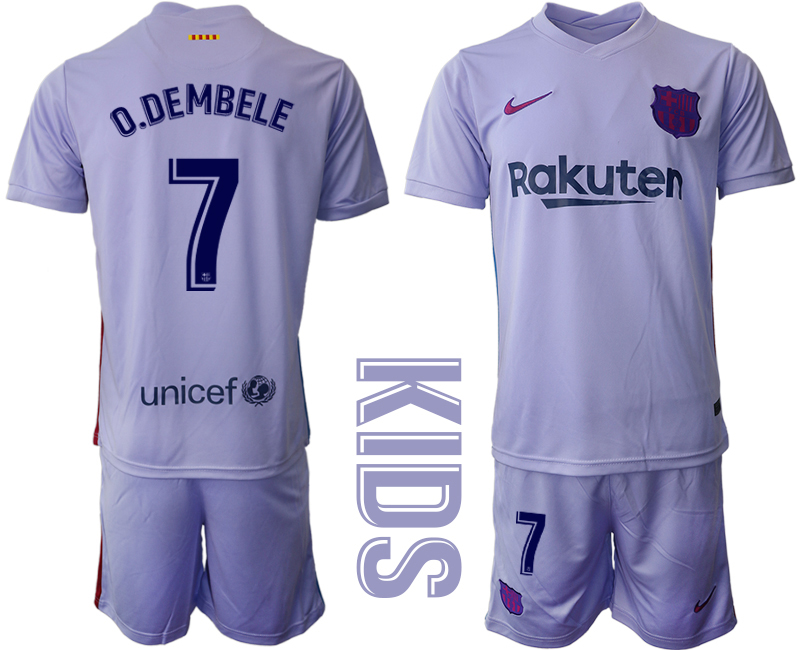 Youth 2021-2022 Club Barcelona away purple #7 Soccer Jersey